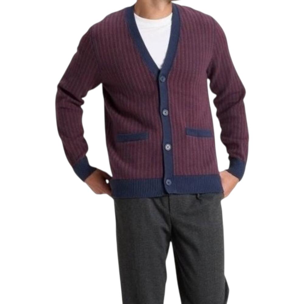 Goodfellow & Co. Burgundy and Navy Striped Sweater Size Medium